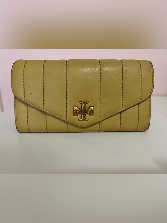 Tory Burch Handbags - Tory Burch Kira Quilted Envelope Wallet - Mustard Yellow Leather